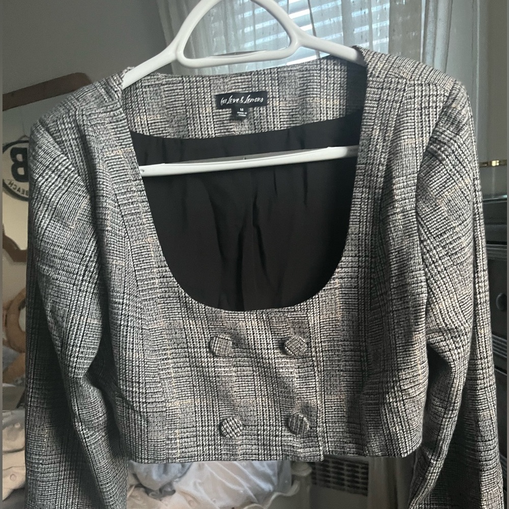 FOR LOVE & LEMONS FRANKIE PLAID CROPPED BLAZER SIZE M